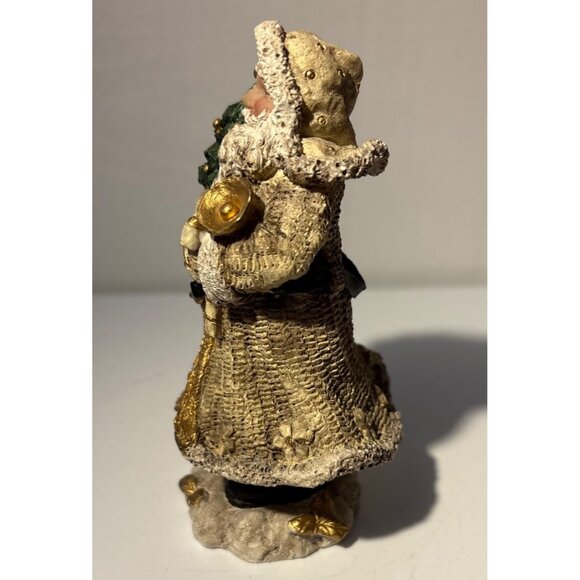 Abbott Collection Santa Claus Figurine Old World Santa Holding Tree & Bell Gold - Picture 5 of 8